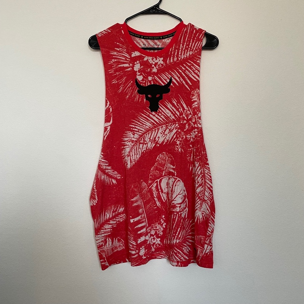 Under Armour Women's Project Rock Aloha Camo Tank Top Coral XL
